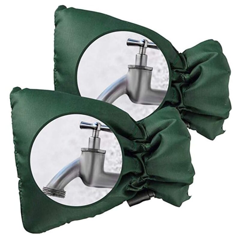 foto del prodotto confezione da 2 coperture per rubinetti esterni protezione antigelo spessa per rubinetti esterni impermeabili verde sollbry