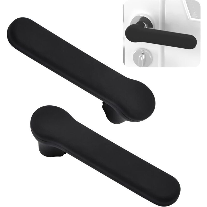 foto del prodotto confezione da 2 copri maniglie in silicone, protezione antistatica per leve quadrate, nero opaco