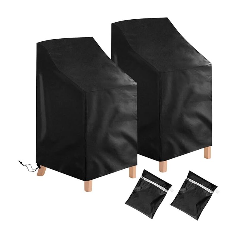 foto del prodotto confezione da 2 coprisedie da giardino impermeabili, antivento, resistenti ai raggi uv poliestere oxford coprisedie impilabili per un massimo