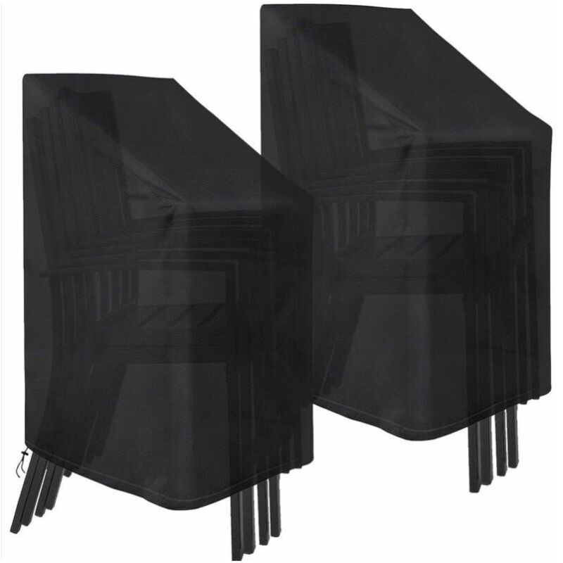 foto del prodotto confezione da 2 coprisedie da giardino in tessuto oxford 210d, antivento, impermeabili e resistenti, impilabili, 75 x 75 x 120 cm nero 