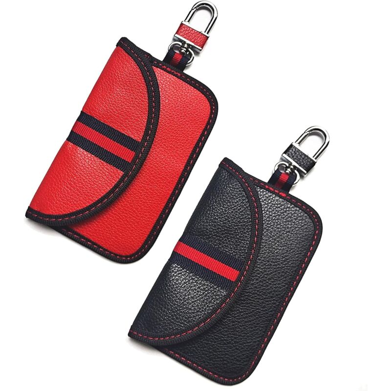 foto del prodotto confezione da 2 custodie per chiavi auto faraday con blocco del segnale rfid e protezione antifurto - blocca i segnali rfid / wifi / gsm / lte / nfc / rf