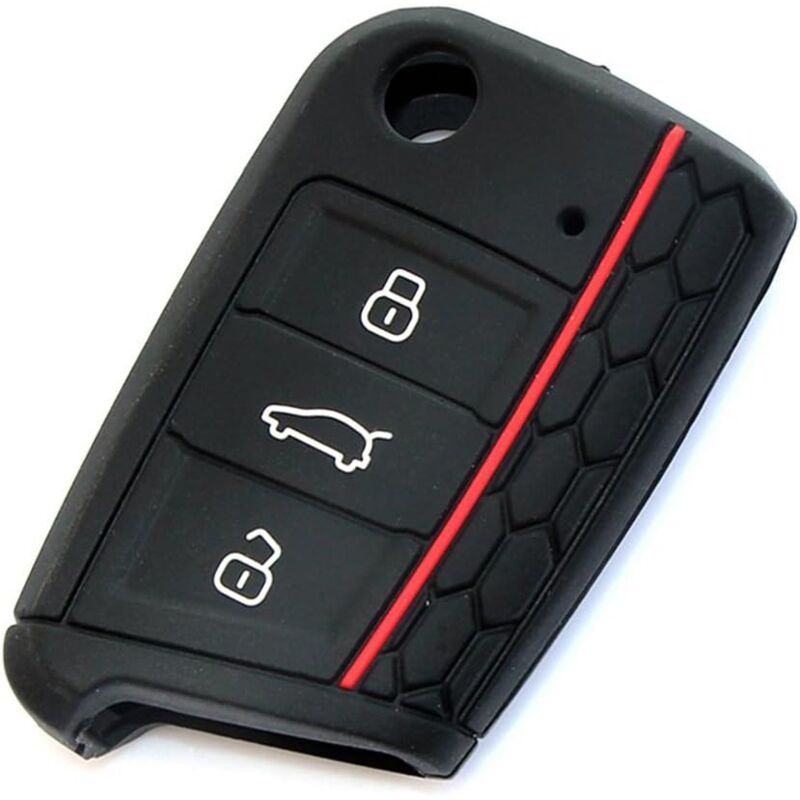 foto del prodotto confezione da 2 custodie per chiavi in silicone vw skoda seat a 3 pulsanti portachiavi supporto per telecomando per volkswagen vw golf 7 gti golf