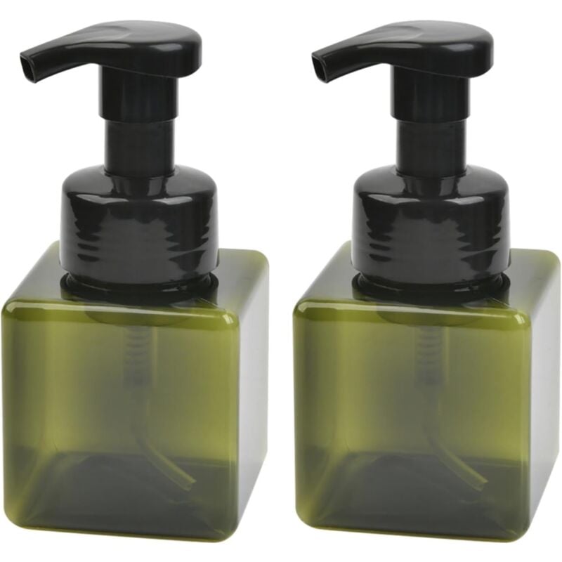foto del prodotto confezione da 2 dispenser di sapone schiumogeno 250 ml, design trasparente a prova di perdite per cucina e bagno, verde, 6,7 x 6 x 6 cm sollbry