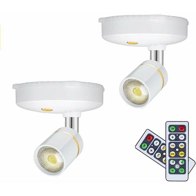 foto del prodotto confezione da 2 faretti wireless, mini luce, faretto led per interni dimmerabile, telecomando su qualsiasi parete, luce da parete calda rotante