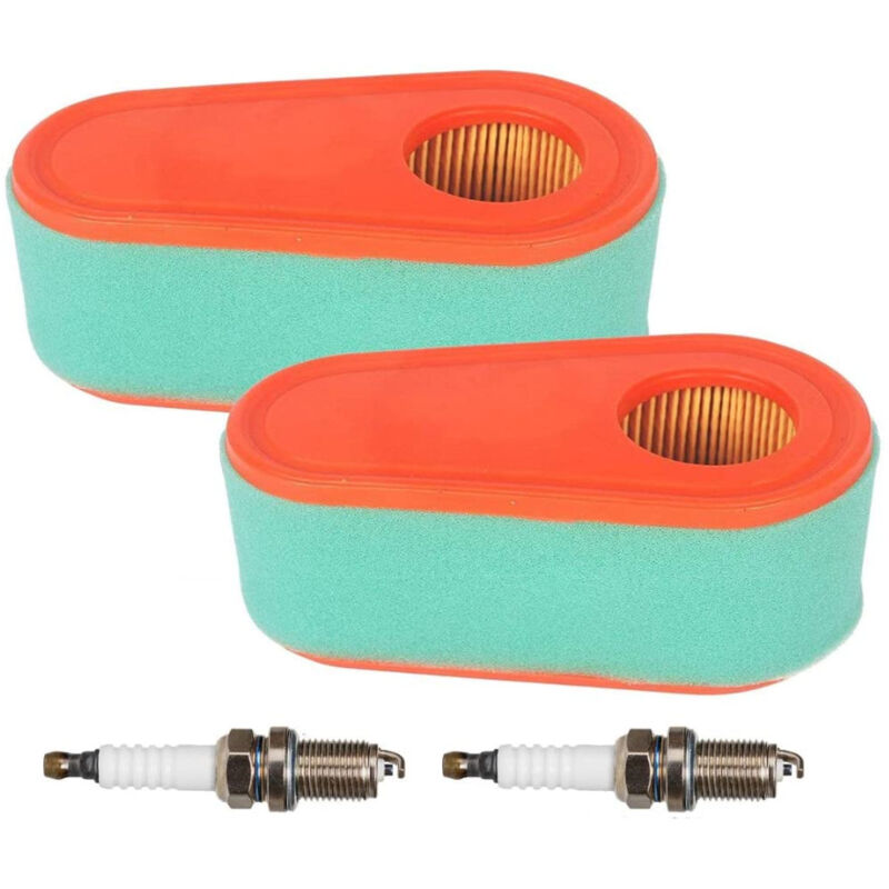 foto del prodotto confezione da 2 filtri aria ovali di ricambio, prefiltro, filtro carburante e candela per motori briggs stratton 795066, 796254 e 5419 dov serie 700