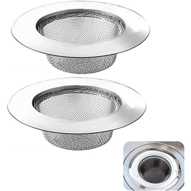 foto del prodotto confezione da 2 filtri di scarico, filtro di scarico in acciaio inox, filtro di scarico da 11,3 cm, filtro per lavello, filtro per lavello per cucina