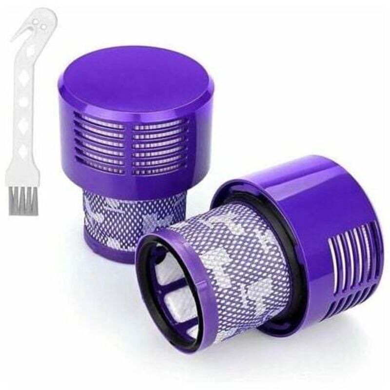 foto del prodotto confezione da 2 filtri lavabili per aspirapolvere dyson serie v10 sv12 con spazzola e panno per la pulizia, adatti per accessori filtro posteriore dyson v10 sv12