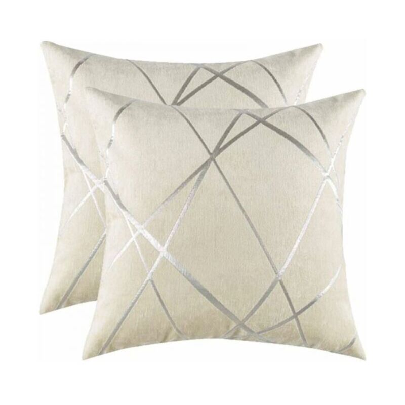 foto del prodotto confezione da 2 fodere per cuscini in velluto di lusso color avorio, 18x18 pollici, comode federe decorative quadrate, ideali per divano, letto o