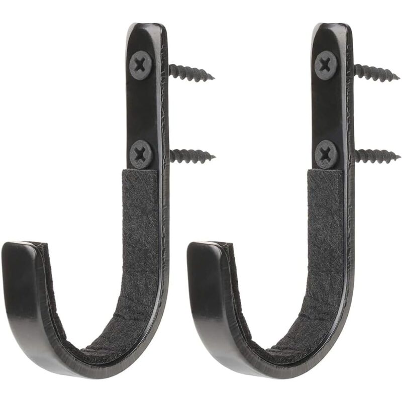 foto del prodotto confezione da 2 ganci in metallo nero per fucili, fucili da caccia, montaggio a parete, armadietto portaoggetti, rastrelliere per armi da interno