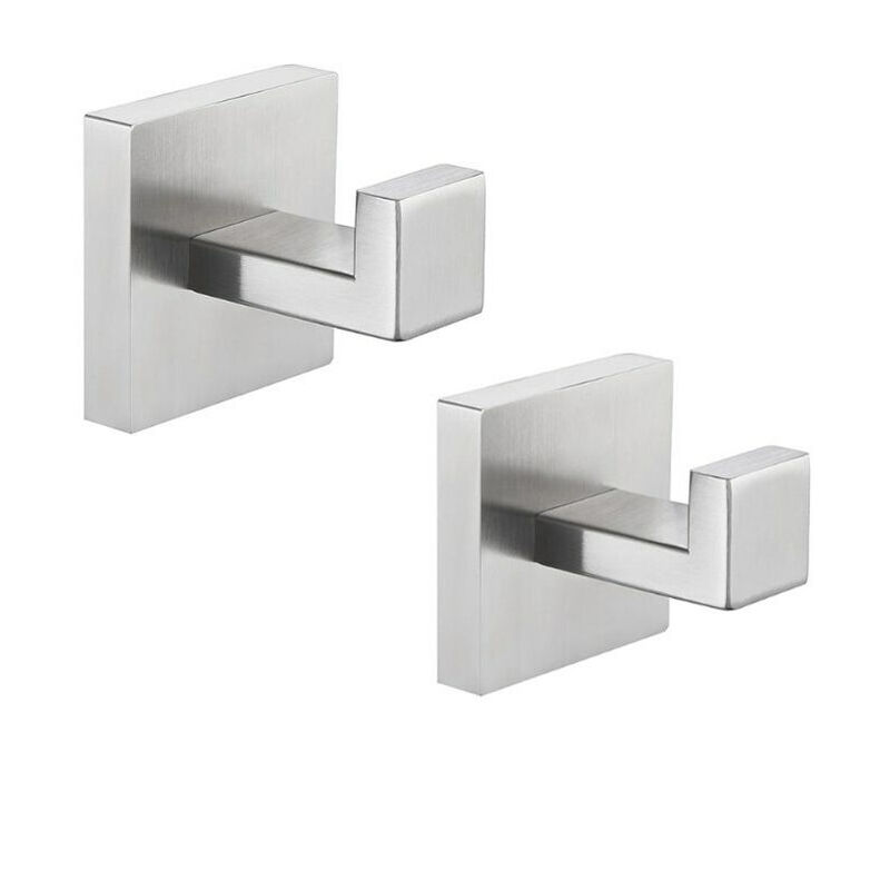 foto del prodotto confezione da 2 ganci per accappatoio cappottatoio da bagno in acciaio inossidabile sus304 nichel spazzolato, montaggio a parete per bagno, cucina,