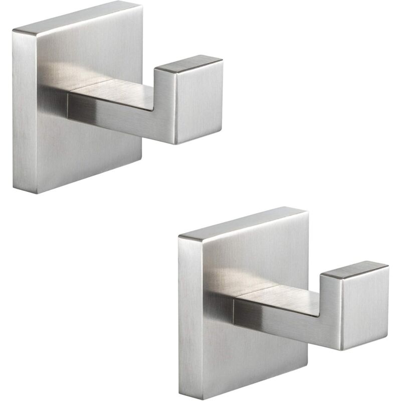 foto del prodotto confezione da 2 ganci per bagno, ganci per asciugamani appendiabiti in acciaio inossidabile sus304 nichel spazzolato, ganci da parete resistenti,