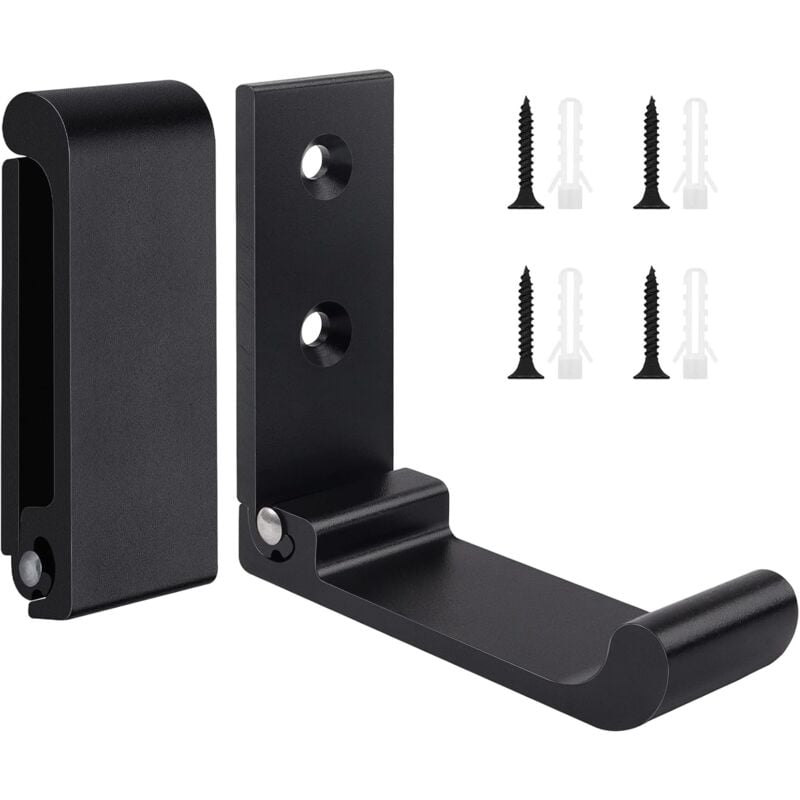 foto del prodotto confezione da 2 ganci pieghevoli ganci da parete pieghevoli a 90 alluminio capacit di carico 15 kg nero per cucina, bagno, parete
