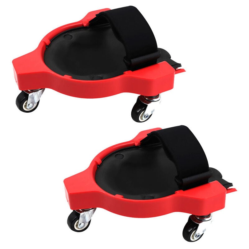 foto del prodotto confezione da 2 ginocchiere flessibili con ruote per giardino, cantiere, rosse