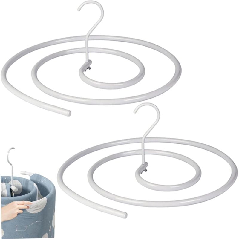 foto del prodotto confezione da 2 grucce a spirale per lenzuola, salvaspazio, grucce rimovibili in ferro spesso per coperte, stendibiancheria, grucce per tovaglie,