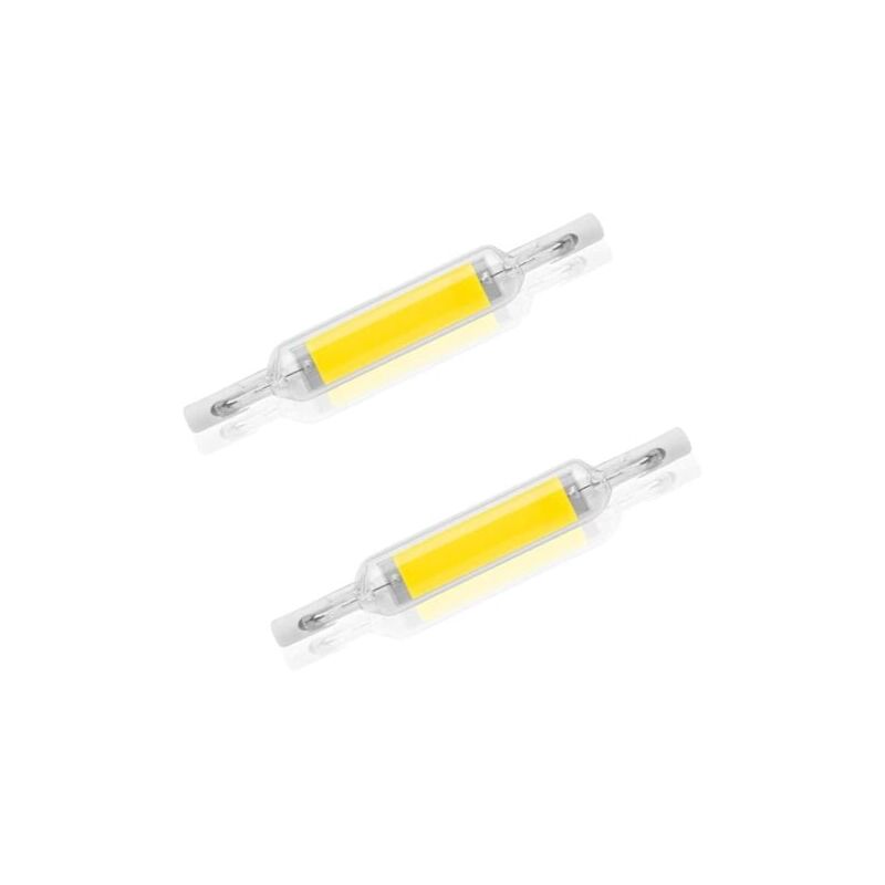 foto del prodotto confezione da 2 lampadine led dimmerabili r7s 10w 78mm bianco freddo 6000 6500k alogena 100w j78 tubo di base r7s a doppia estremit angolo del