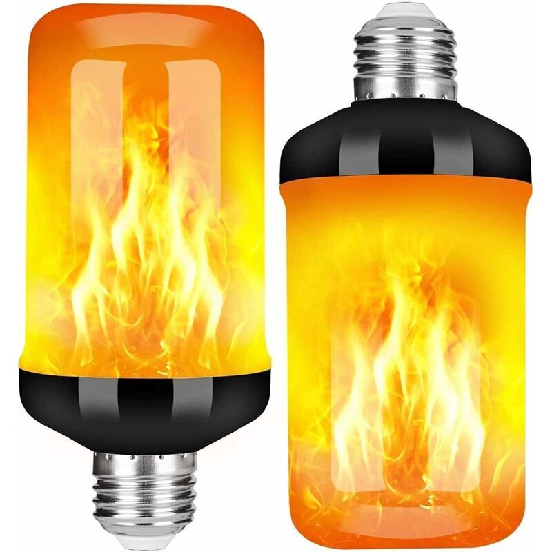 foto del prodotto confezione da 2 lampadine led e27 a fiamma, 4 modalit , con sensore di gravit , adatte per interni esterni bar feste. lablanc