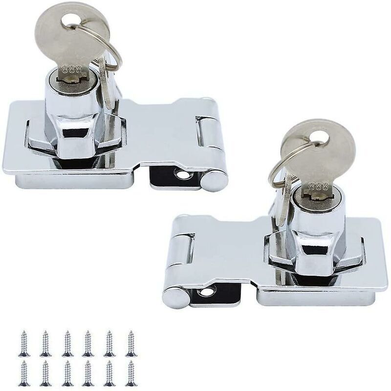 foto del prodotto confezione da 2 lucchetti in metallo con chiusura a scatto da 65 mm, con lucchetto e chiave, hardware placcato
