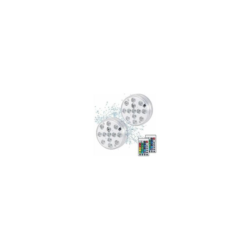 foto del prodotto confezione da 2 luci led sommergibili rgb 13 led decorative con telecomando rf impermeabile, ideali per spa, acquario, stagno, piscina, giardino