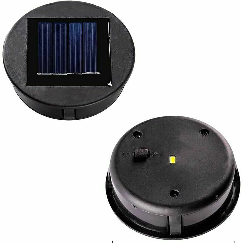 foto del prodotto confezione da 2 luci solari di ricambio con lampadine a led, pannello solare, lanterna, copertura di ricambio, per lanterne sospese, luci solari a