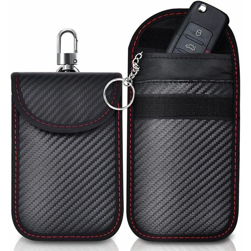 foto del prodotto confezione da 2 mini custodie portatili anti rfid per chiavi auto, custodia anti rfid per chiavi auto, custodia con blocco rfid per chiavi auto senza