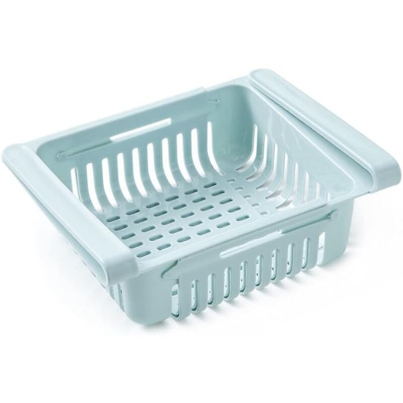 foto del prodotto confezione da 2 organizer per cassetti del frigorifero per ripiani organizer da cucina regolabile con contenitore scorrevole blu, 20,5 x 16,5 x