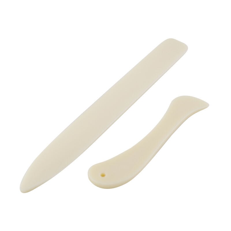foto del prodotto confezione da 2 pennarelli pieghevoli a forma di osso per lavori artigianali, cartellina per scrapbooking a forma di osso dritto e curvo per lavori