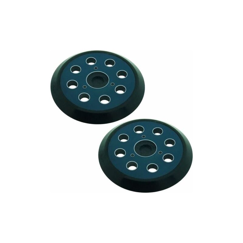 foto del prodotto confezione da 2 platorelli abrasivi da 125 mm a 8 fori per levigatrice orbitale, compatibili con makita m9204 bo5030 bo5031 dbo180z bo8041 dbo180rmj