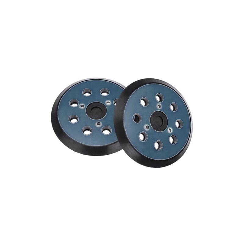 foto del prodotto confezione da 2 platorelli abrasivi per levigatrice orbitale casuale a 8 fori da 125 mm, compatibili con makita m9204 bo5030 bo5031 dbo180z bo8041