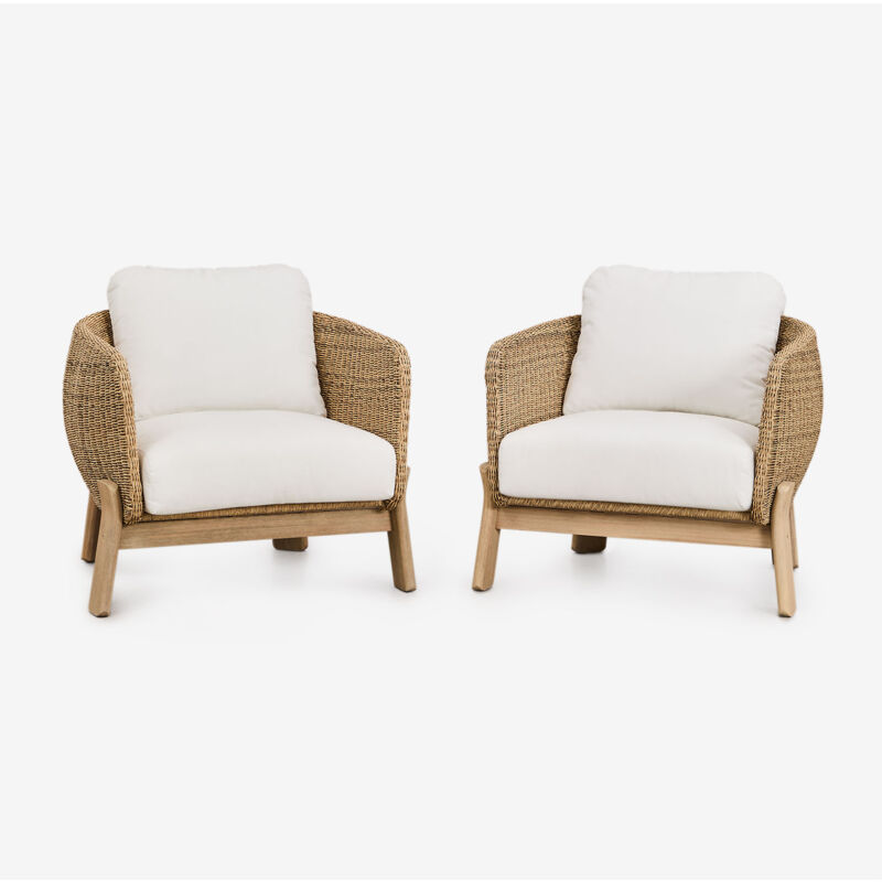 foto del prodotto confezione da 2 poltrone leilan in legno di acacia e rattan sintetico sklum