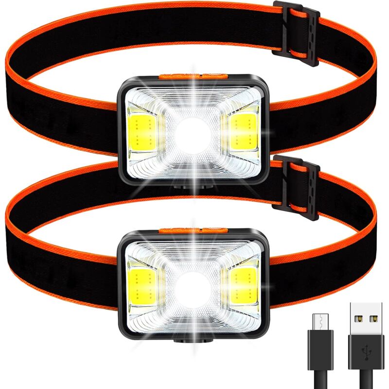 foto del prodotto confezione da 2 potenti fari led ricaricabili tramite usb 5 modalit di illuminazione