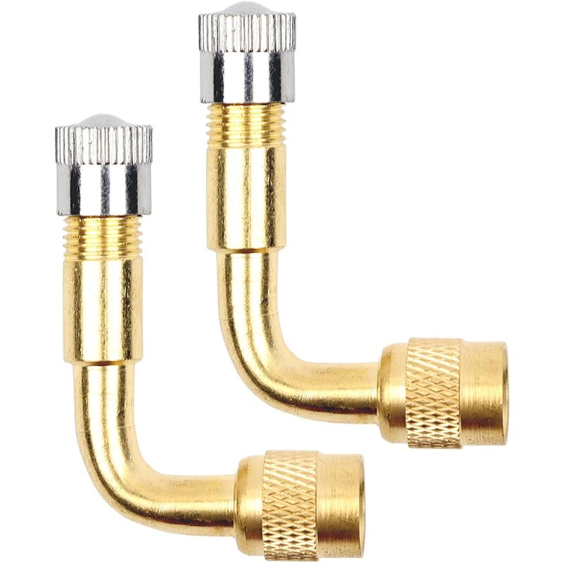 foto del prodotto confezione da 2 prolunghe per valvola a 90 gradi, prolunghe per valvola in rame per valvola ad angolo per auto, valvola per pneumatici per auto,