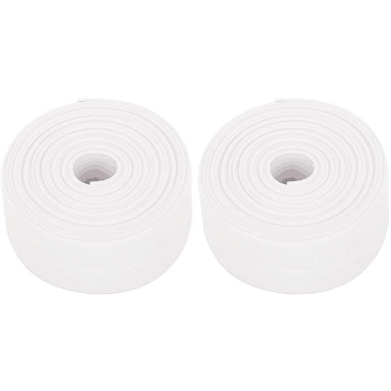 foto del prodotto confezione da 2 rotoli di battiscopa adesivi flessibili in pvc 38 mm x 3,2 m per cucina e bagno bianco