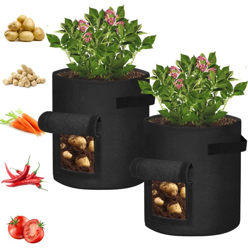 foto del prodotto confezione da 2 sacchetti per piantare patate borsa per piantare patate da 7 galloni borsa per piantare patate con manici per patate nero