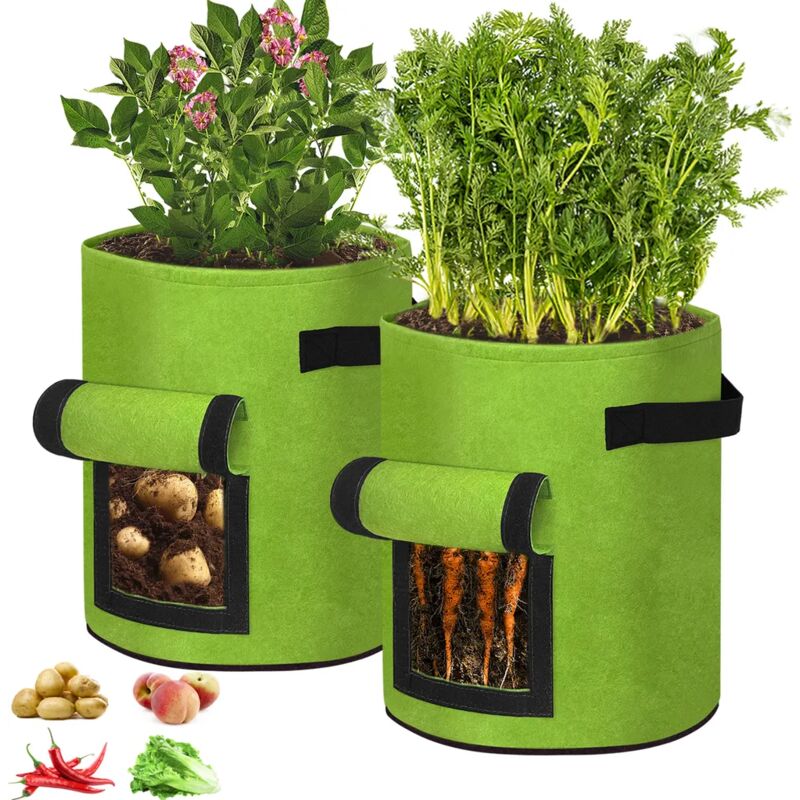 foto del prodotto confezione da 2 sacchetti per piantare patate borsa per piantare patate da 7 galloni borsa per piantare patate con manici per patate verde
