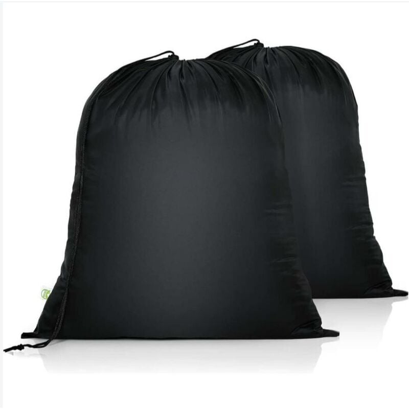 foto del prodotto confezione da 2 sacchi per bucato sporchi pieghevoli da viaggio con coulisse, sacchetti in stoffa per il bucato per giocattoli, casa, dormitorio, campeggio, college (46x58 cm, nero)
