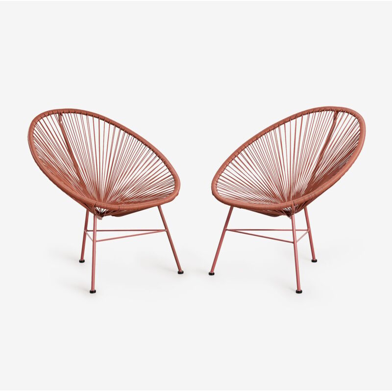 foto del prodotto confezione da 2 sedie da giardino in acciaio e vimini sintetico new acapulco sklum