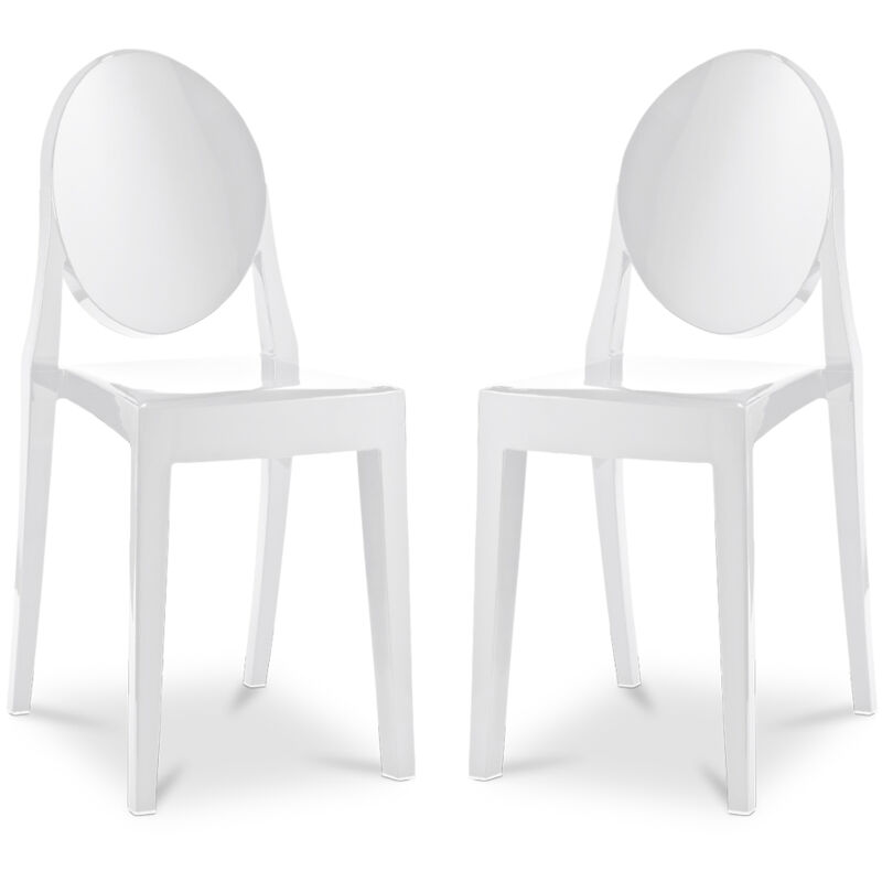 foto del prodotto confezione da 2 sedie da pranzo trasparenti victoria queen bianco