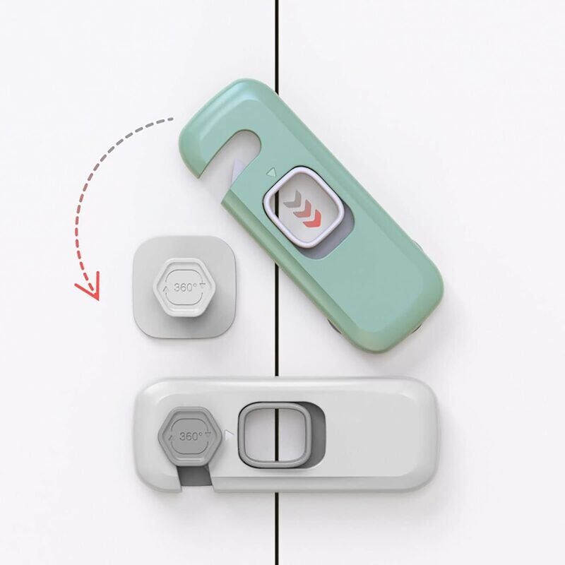 foto del prodotto confezione da 2 serrature di sicurezza per bambini, ante di sicurezza per armadietti per bambini, pratiche serrature di sicurezza per cassetti per