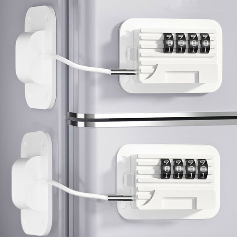 foto del prodotto confezione da 2 serrature di sicurezza per frigorifero con codice a 4 cifre, combinazione di sicurezza per bambini, per armadi, mobili e congelatori.