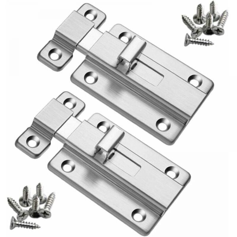 foto del prodotto confezione da 2 serrature in acciaio inox con bullone a vite per porte interne, bagno, camera da letto, 2 
