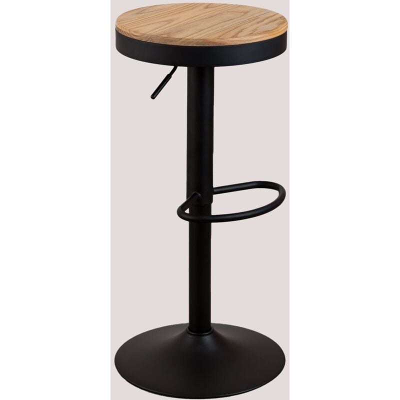 foto del prodotto confezione da 2 sgabelli alti regolabili in acciaio e legno di olmo bardder sklum