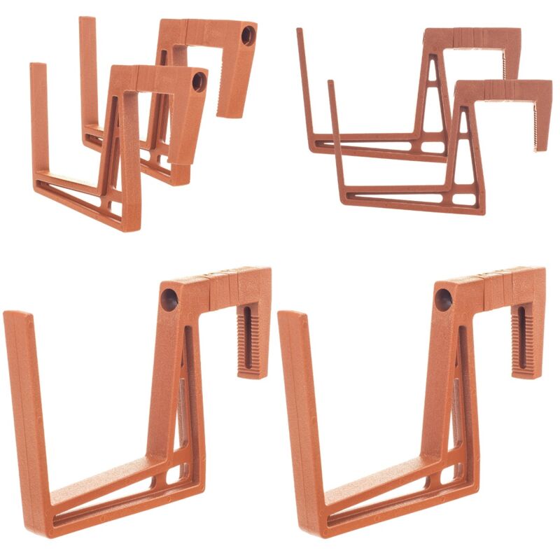 foto del prodotto confezione da 2 staffe per fioriera da balcone, ganci e staffe regolabili in plastica senza foratura per fioriera, balcone, rosso mattone kadax