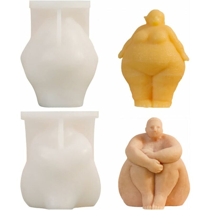 foto del prodotto confezione da 2 stampi per candele a forma di ritratto grasso, stampi per candele in silicone 3d per la produzione di candele, saponi, resine,