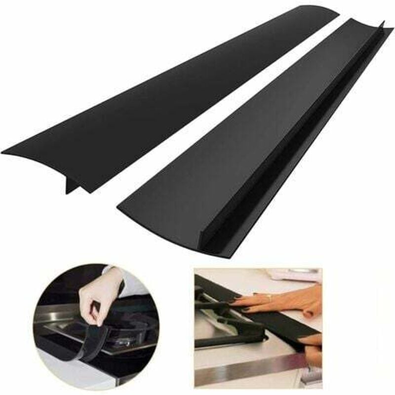 foto del prodotto confezione da 2 strisce per bordi da 25''/63 cm per piano di lavoro della cucina, copri-fessure in silicone per piano cottura, guarnizione di riempimento lunga per sigillare le fuoriuscite tra i piani