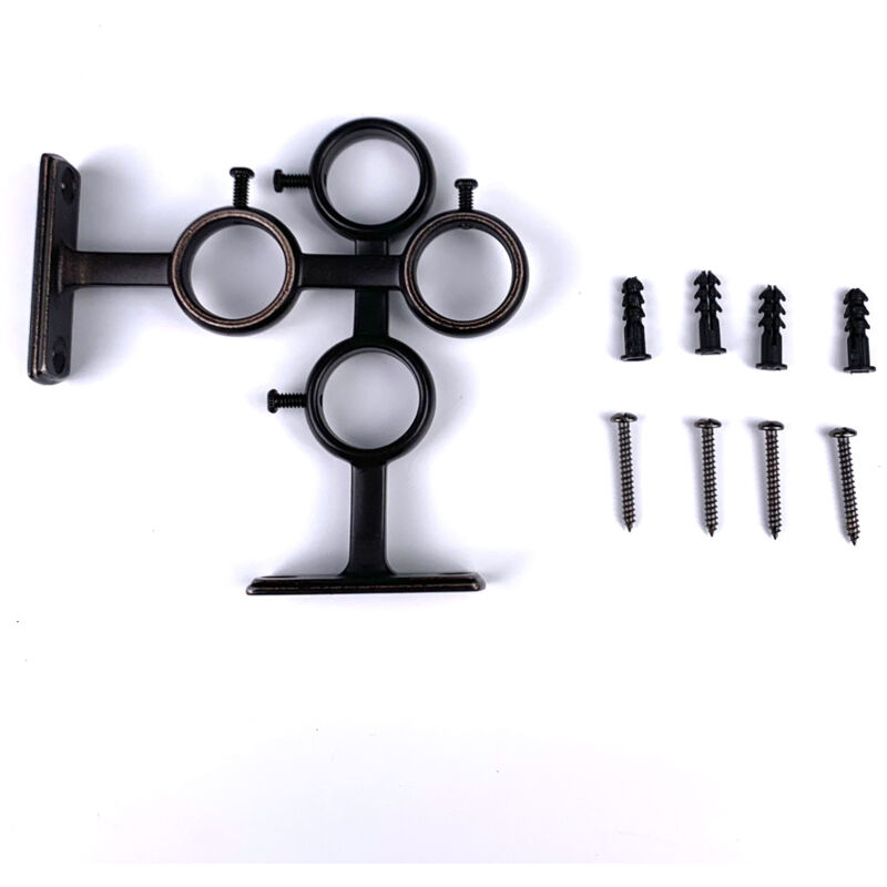foto del prodotto confezione da 2 supporti per aste per tende con doppi ganci per aste per tende da soggiorno e camera da letto nero 2 pezzi sollbry