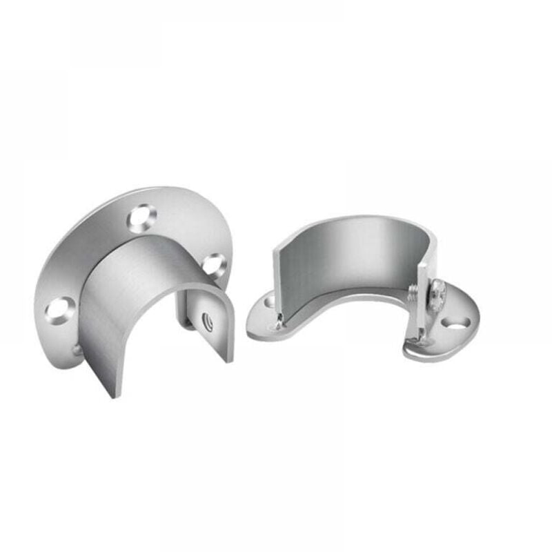 foto del prodotto confezione da 2 supporti per aste per tende in argento, supporto di base a forma di u per aste per armadio, apertura 27 mm, adatto per tende o armadi