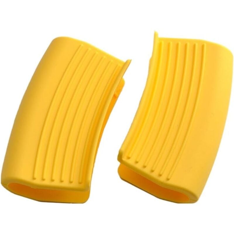 foto del prodotto confezione da 2 supporti per manici in silicone per padelle, protezione per manici in silicone resistente al calore, supporto per manici caldi in