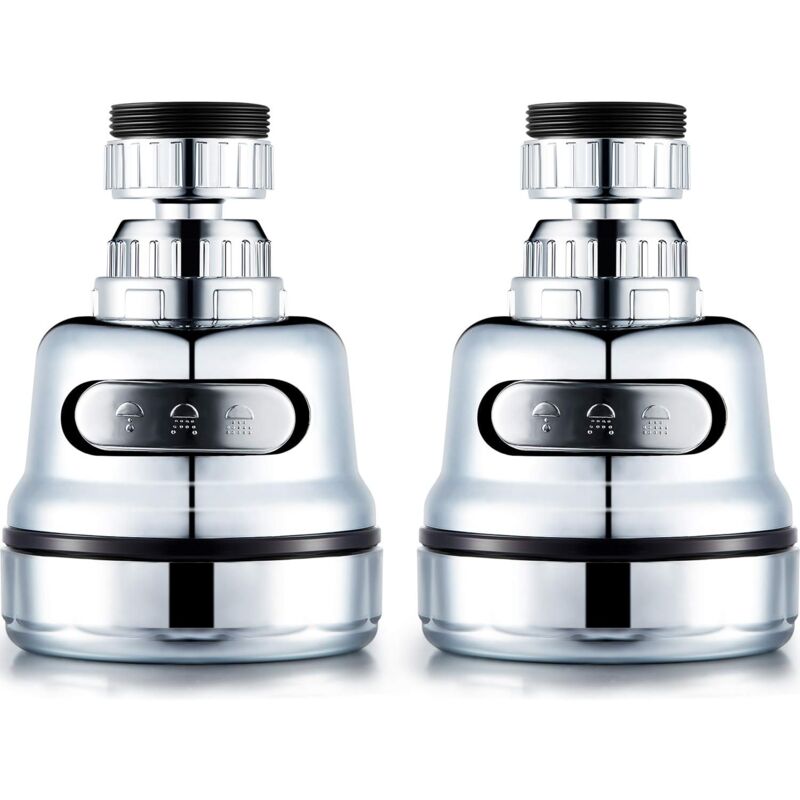 foto del prodotto confezione da 2 teste di rubinetto da cucina orientabili a 360 , rubinetto girevole con adattatore universale