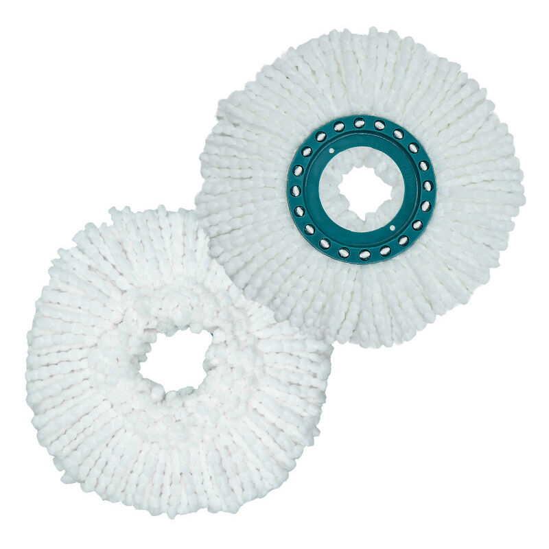 foto del prodotto confezione da 2 testine di ricambio per mocio clean twist disc, ideali per pavimenti in piastrelle e pietra, microfibra assorbente per acqua e