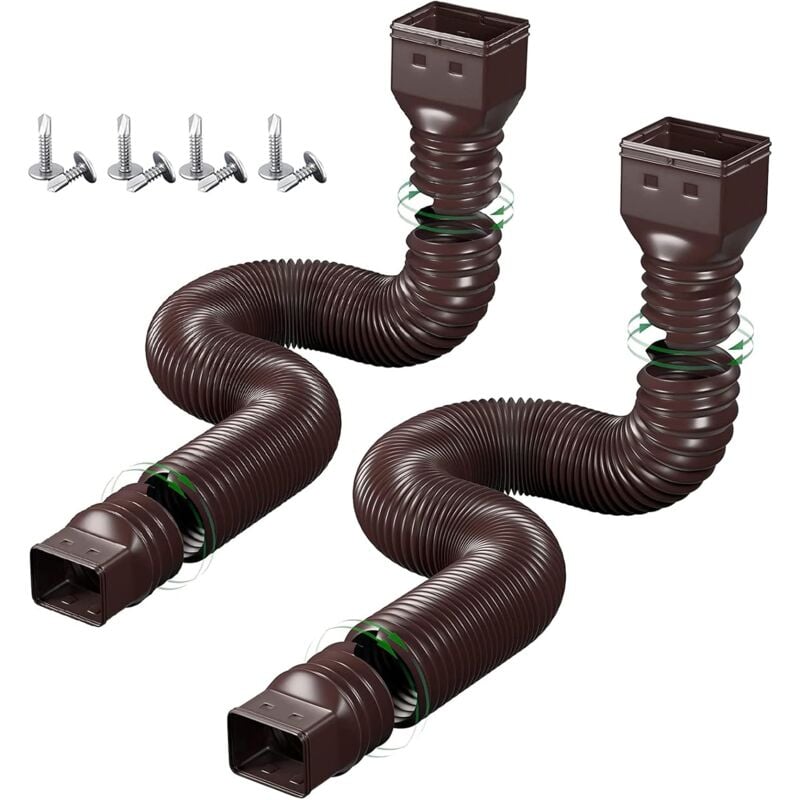 foto del prodotto confezione da 2 tubi flessibili per grondaie, set per grondaie, estensione da 21 60 pollici, connettore per tubo di acqua piovana, espandibile per la